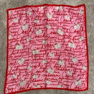 Coach Red and Pink Signature Print Scarf